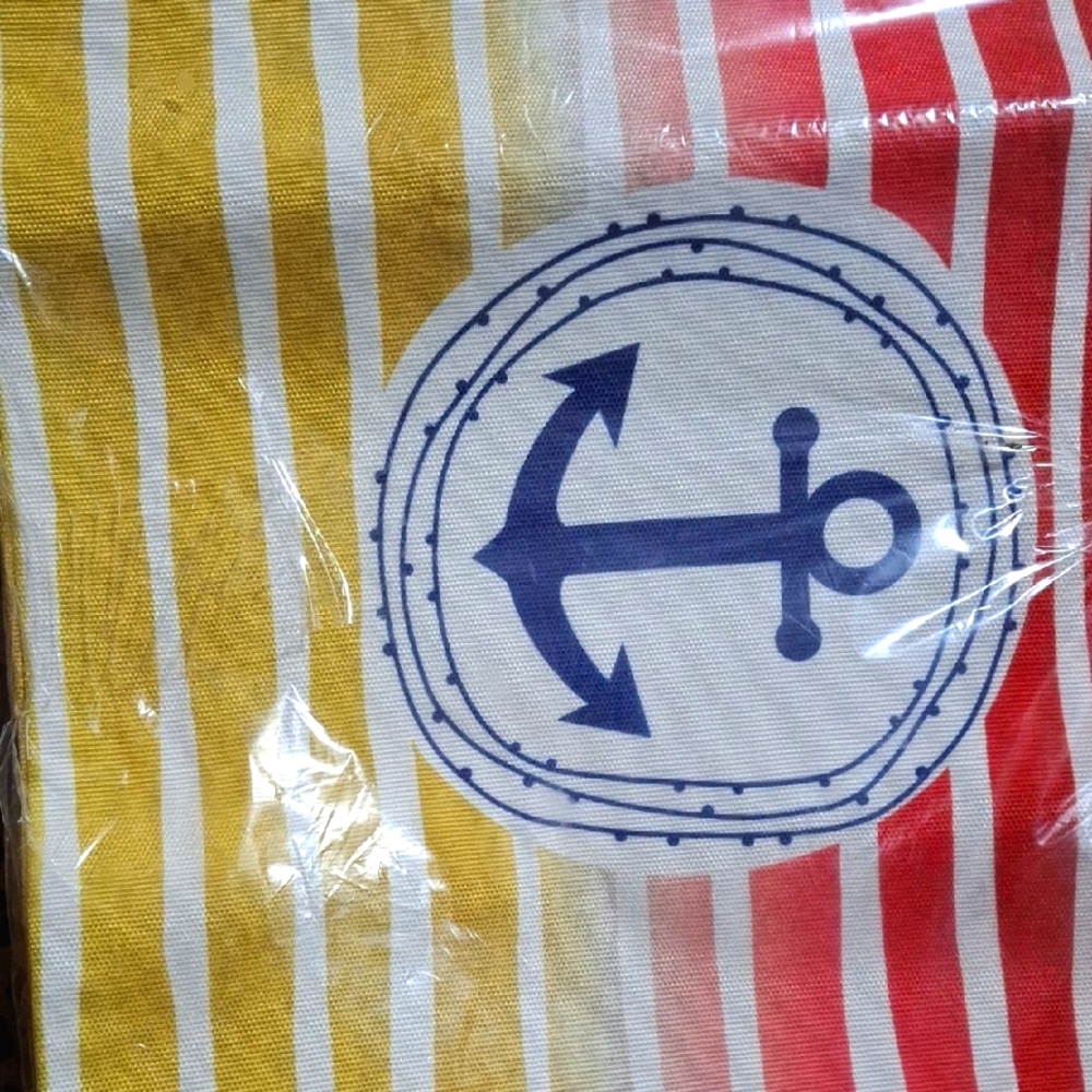 Striped Anchor Canvas Tote Bag 13" x 13". NIP!!!